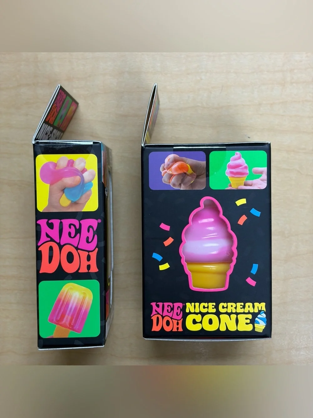 Lot of 2: NeeDoh Squish Fidget Toys Nice-Sicle Popsicle. Nice Cream Cone New